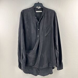 Stillwater Popover Blouse Womens Size M Long Sleeve Black Viscose‎ Button Up